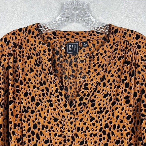 NWOT Gap Top Blouse Small Brown Leopard Print Popover Shirt Pullover - Picture 3 of 10